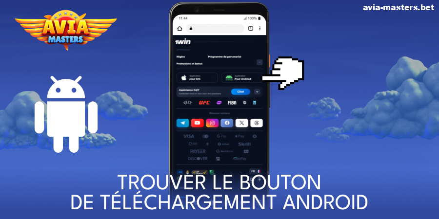 Trouvez le bouton de téléchargement de l'application Android Aviamasters
