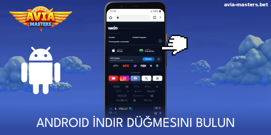 Aviamasters Android uygulaması için indirme düğmesini bulun