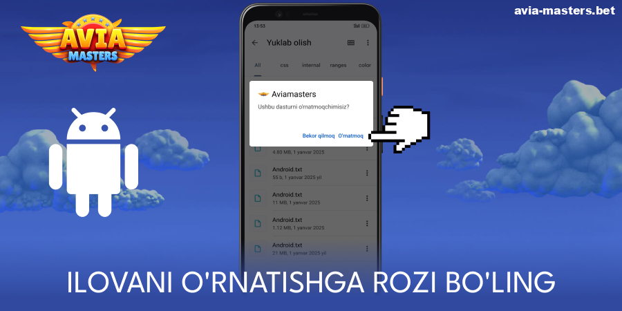Aviamasters Android ilovasini o'rnatishni boshlang