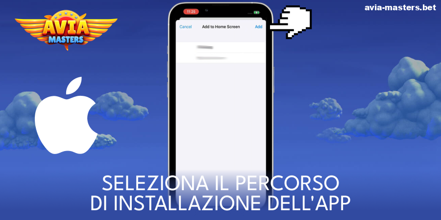 Aggiungi l'app iOS di Aviamasters alla schermata iniziale