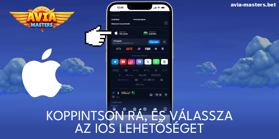 Koppints az Aviamasters iOS alkalmazás letöltés gombjára
