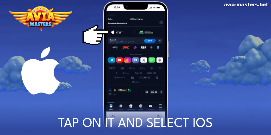 Tap the download button for the Aviamasters iOS app