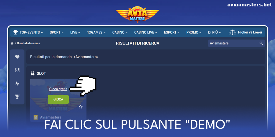 Avvia la versione demo di Aviamasters