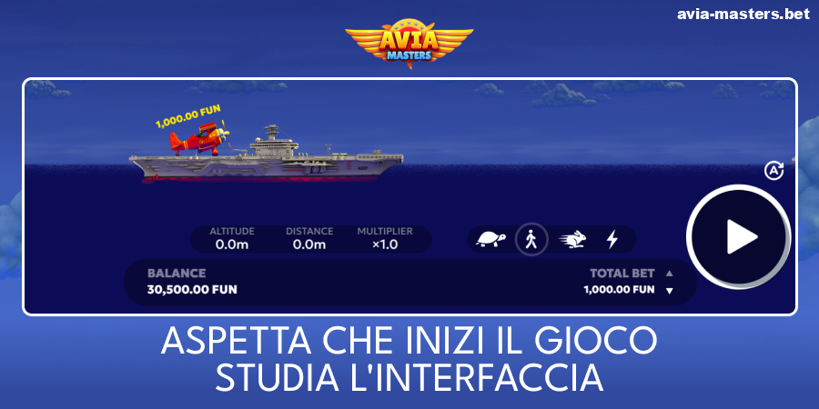 Esplora l'interfaccia di gioco di Aviamasters