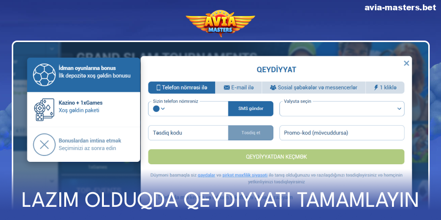 Aviamasters kazinosunda qeydiyyatdan keçin