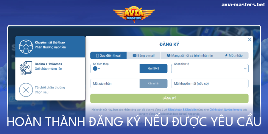 Đăng ký tại sòng bạc Aviamasters