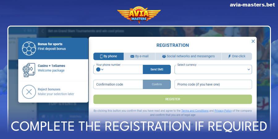 Register at the Aviamasters casino