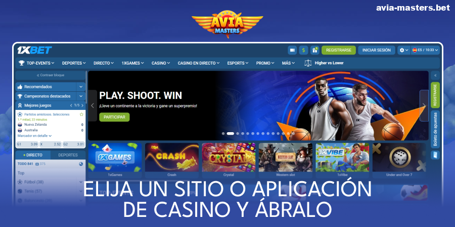 Visita la web del casino Aviamasters