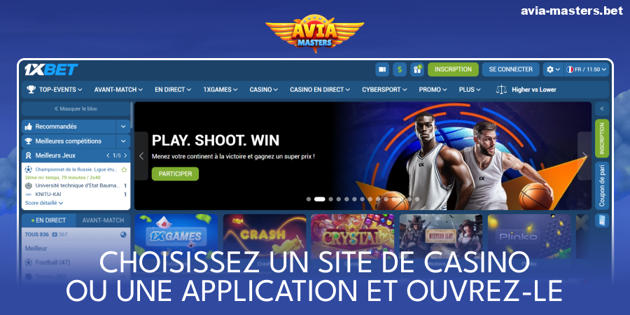 Accédez au site web du casino Aviamasters
