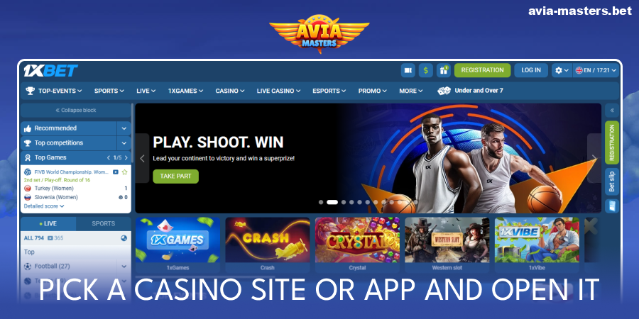 Go to the Aviamasters casino website