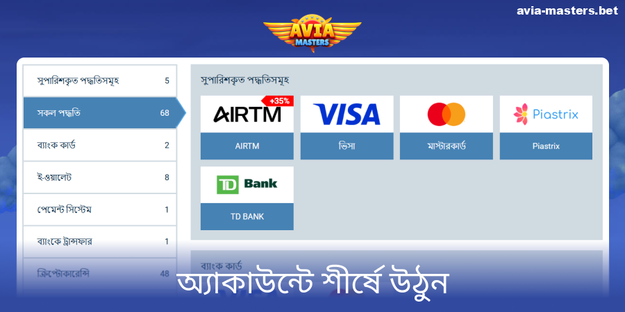Aviamasters এ ডিপোজিট করুন