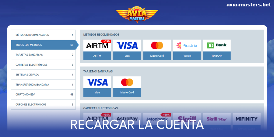 Realiza un depósito en Aviamasters