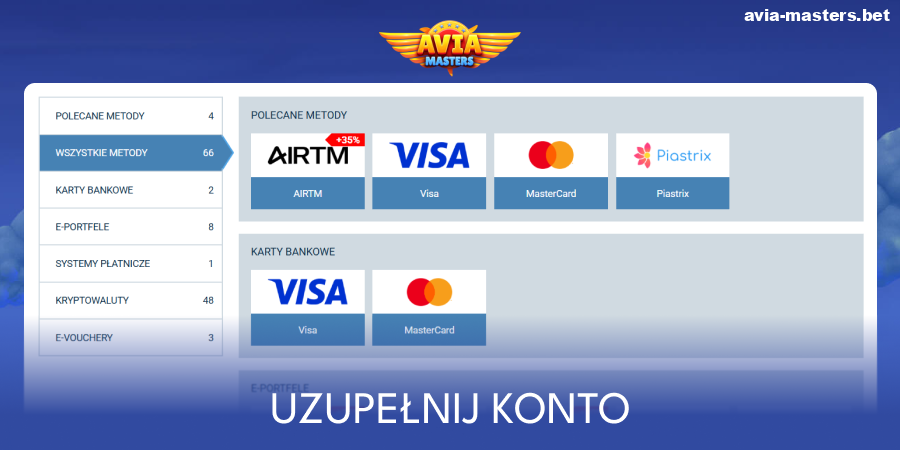 Dokonaj wpłaty w Aviamasters