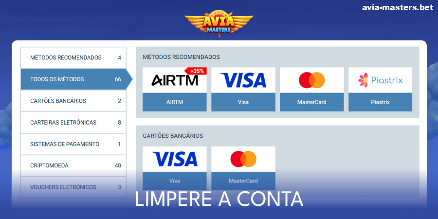 Faça um depósito no Aviamasters