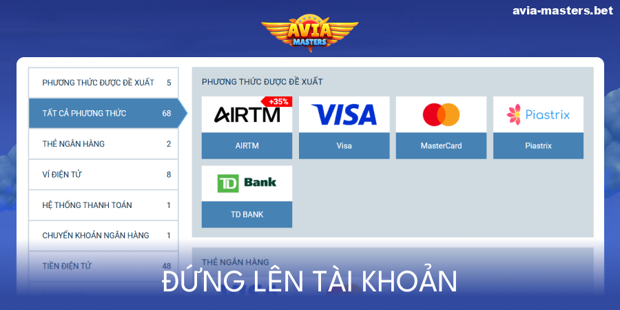 Nạp tiền tại Aviamasters